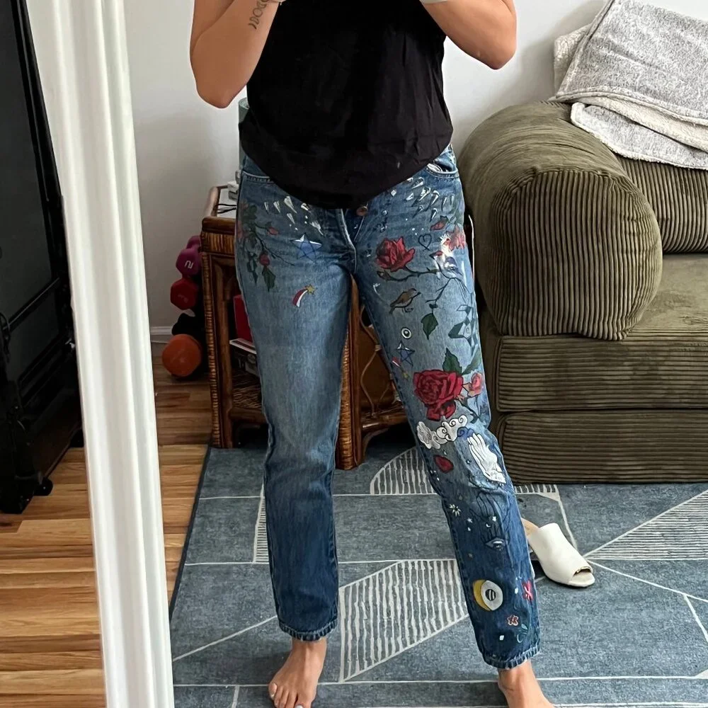 Alice & Olivia graphic jeans - size 25 - Picture 1 of 7